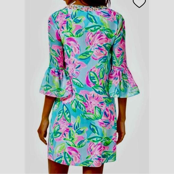 Lilly Pulitzer Elenora Silk Dress Totally Blossom Size XS NEW - Picture 6 of 13